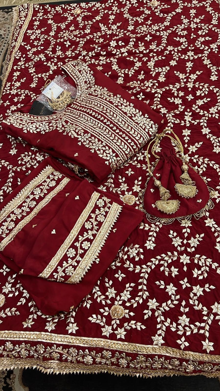Shehnai — Crimson Bridal 3-Piece Gota Suit