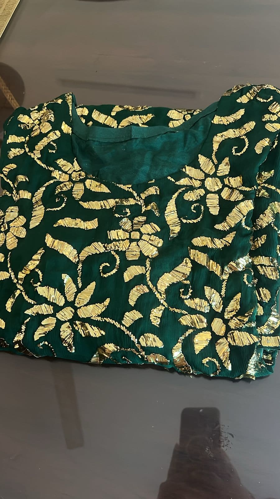 Sabz Pari — Emerald Chiffon Kamdani Kurta