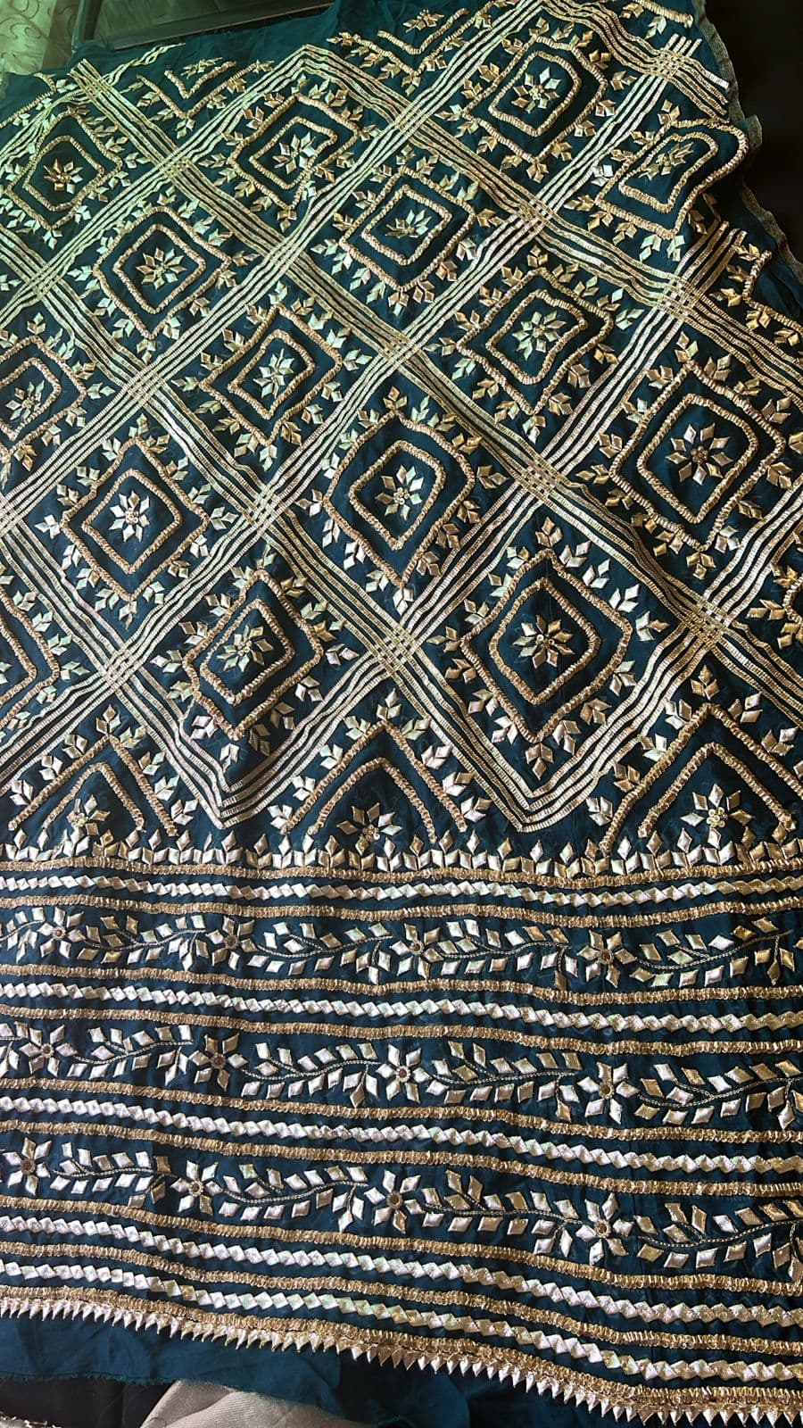 Zumurrud — Emerald Green Geometric Gota Kurta